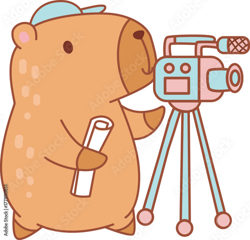 Illustrations of cute capybara character clip art for kids.