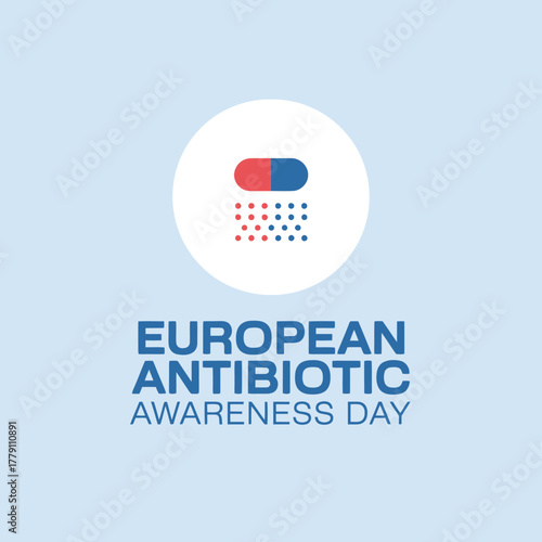 European antibiotic awareness day logo with a pill icon and text on a light blue background, promoting responsible antibiotic use
