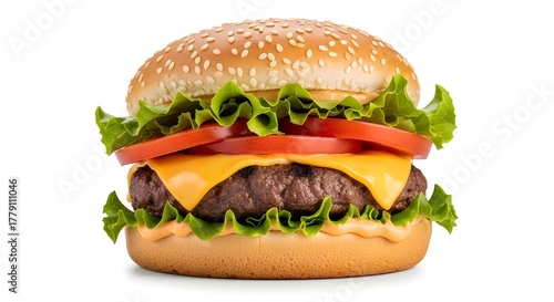 hamburger on a white background Classic Hamburger Isolated on White