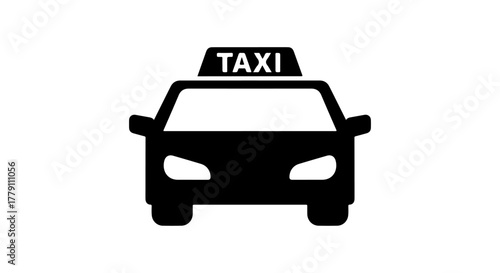 Black silhouette of a taxi cab with a taxi sign on top