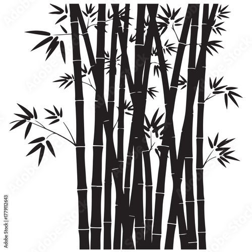 Black Bamboo Silhouette Illustration on White Background