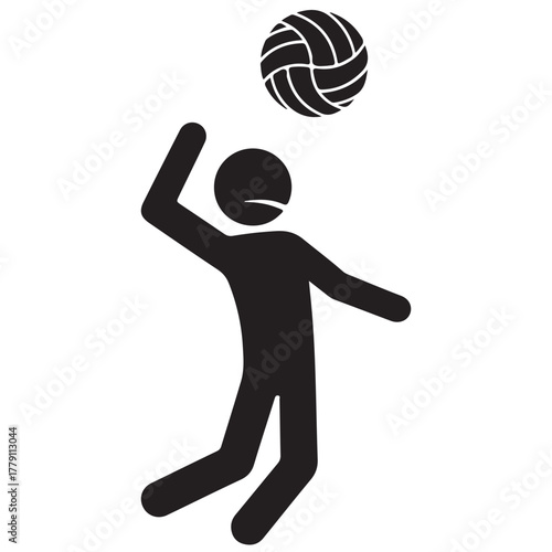 Dynamic Silhouette of Volleyball Player Jumping with Ball