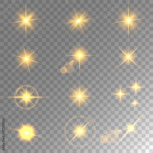 Lens Flare, light glow effect. sun or realistic shining star with backlight effect.
bokeh glitter and sparkles or sparkles on transparent background.
