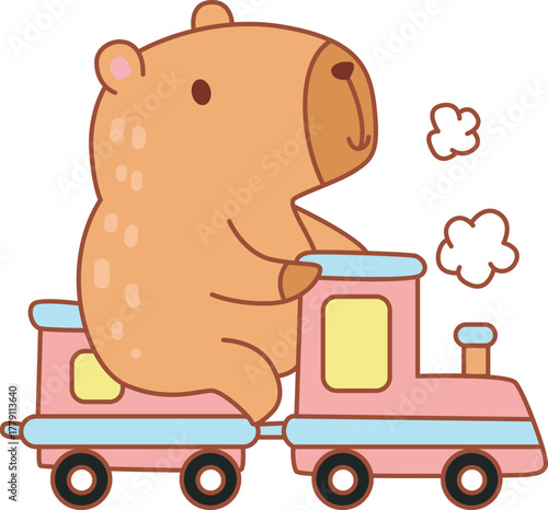 Illustrations of cute capybara character clip art for kids.