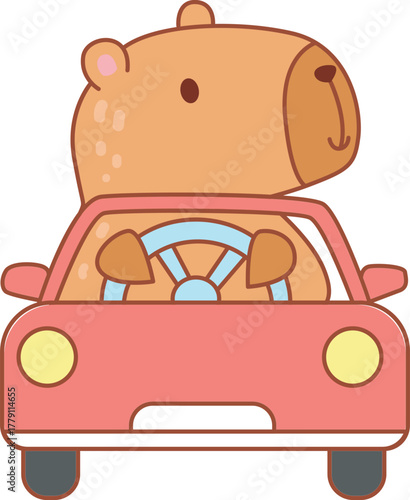 Illustrations of cute capybara character clip art for kids.