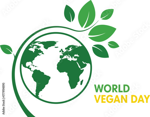 World vegan day isolated on white background for healthy food concept