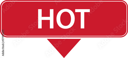 HOT – red simple banner label with arrow