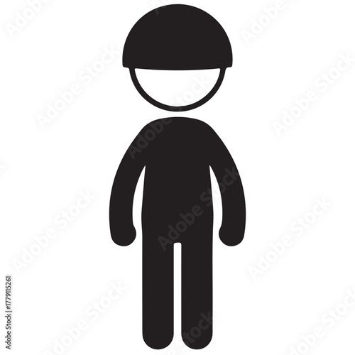 Black Silhouette Icon of a Person Wearing a Helmet