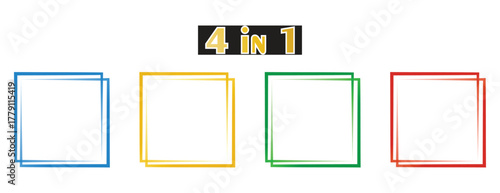 Colorful double square frame borders, modern graphic design element set