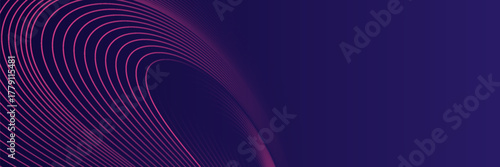 Abstract dark blue modern futuristic banner background. Glowing pink oval lines pattern design. Swirl ellipse lines element. Circular motion. Suit for banner, brochure, cover, flyer, website