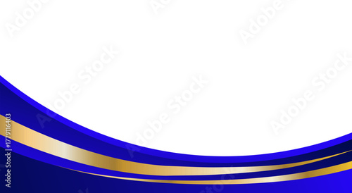 Elegant gold and blue wave border, luxury vector frame for certificate or poster design
