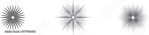 On a white background, a modern flat design showcases an abstract symbol for a sunburst explosion effect