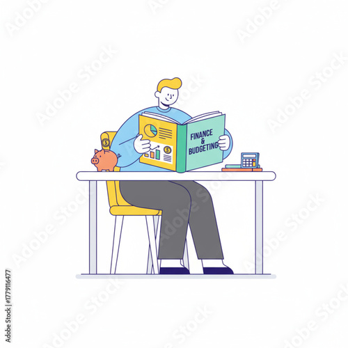 Man Working from Home on Laptop at Desk.