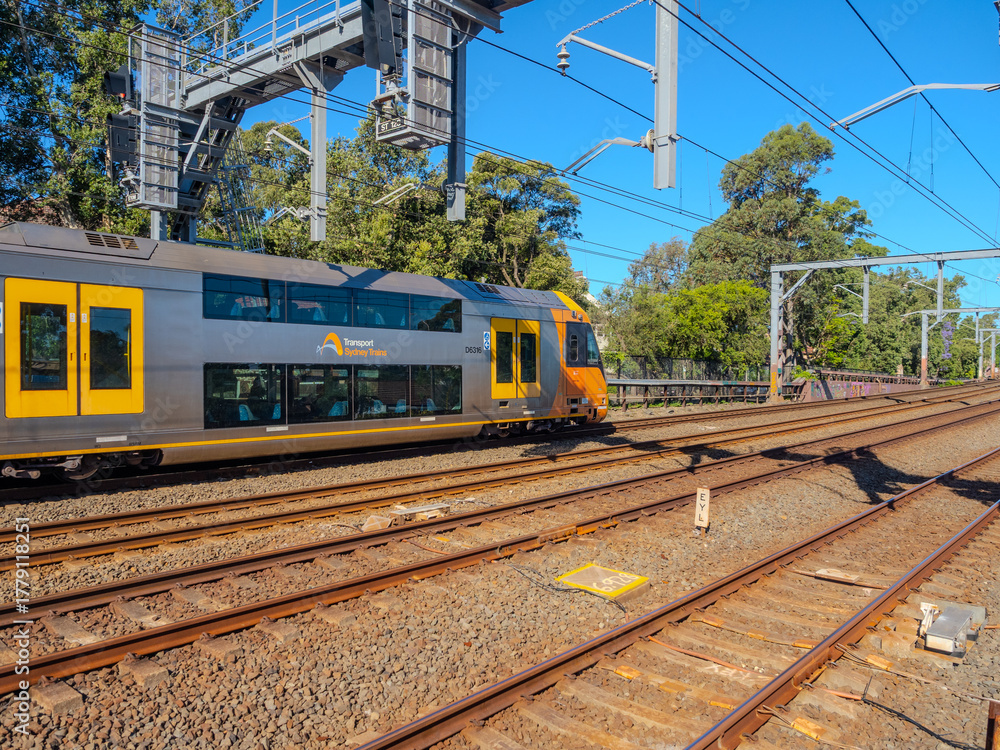 Fototapeta premium 5 November 2025 passenger Train going through Summer Hill train station a suburban Sydney train Station NSW Australia