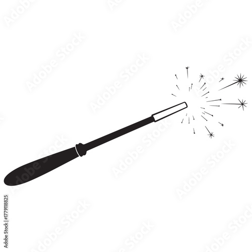 Magical Wand with Sparkling Light Effect Illustration