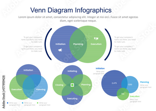 Venn Diagram Infographic Template Set for Business