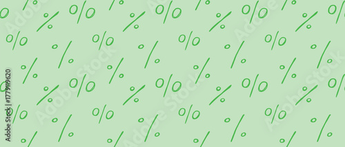 Vector seamless pattern with a percent sign. Hand drawn background and texture on the economy, Black Friday, discounts and sales