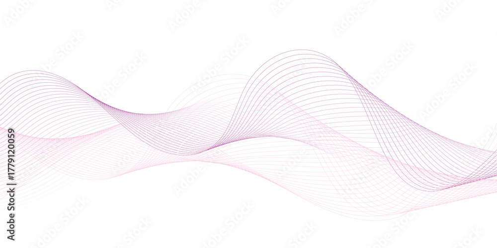 Fototapeta premium Abstract wave element for design. Digital frequency track equalizer. Stylized line art background. Vector illustration. Wave with lines created using blend tool. 