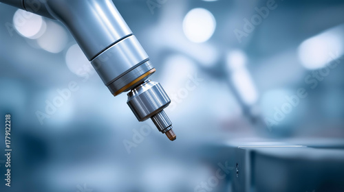 Wallpaper Mural Robotic arm milling 3D printed model defocused precision, faceless dental manufacturing, advanced visualization detail, blurred production background, additive manufacturing concep Torontodigital.ca