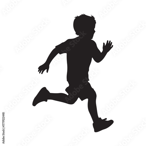 Kid runner silhouette vector illustration design on white background