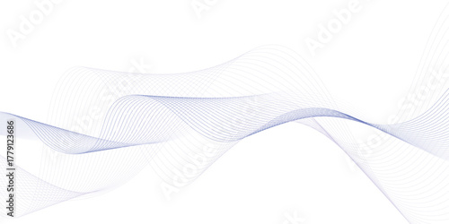 Abstract purple smooth wave on a white background. Dynamic sound wave. Design element. Vector illustration. 