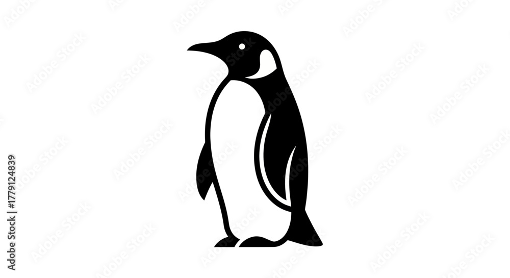 Naklejka premium Black and white penguin illustration on a clean white background