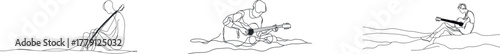 The country style design features a simple one-line drawing of a man playing an electric rock guitar, emphasizing minimalism and lineart