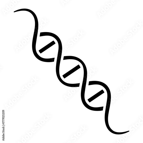 Black genetic structure molecule or DNA icon without background