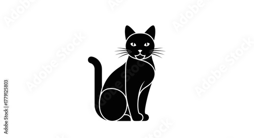 Black cat silhouette on white background vector illustration