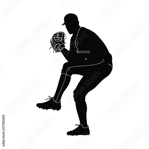 Baseball Player Silhouette Vector.