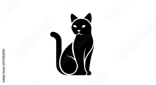 Black cat silhouette on white background vector illustration