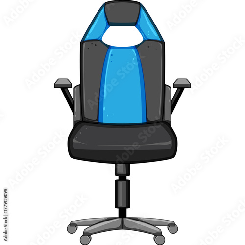 Pixel Art Gaming Chair With Blue Accents On A White Background Designed For Comfort And Ergonomics In A Simple Digital Style