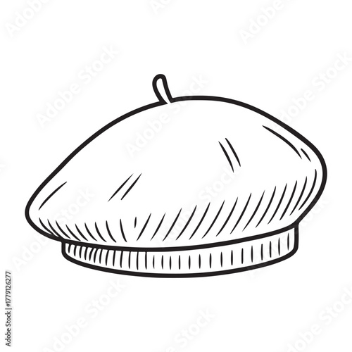 line art of beret hat vector