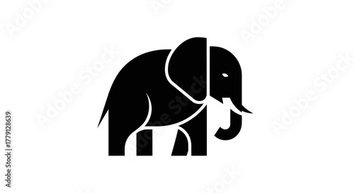 Black elephant silhouette on white background illustration animal design