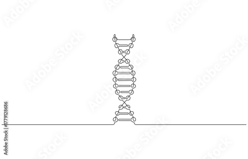 DNA continuous one line drawing, scientific research concept, genome linear structure symbol, minimalist vector with modern touch Vector illustration.