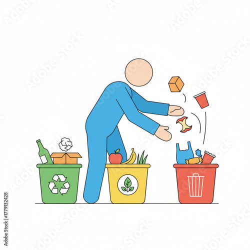 Concept art for waste management, environmental cleanup, and practicing sustainable recycling habits.