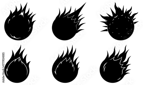 Dynamic collection of fiery meteors and comets blazing across the cosmic expanse, representing energy, speed, and celestial events