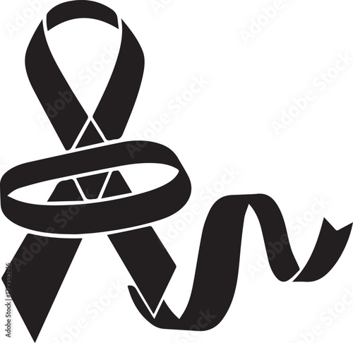 Black ribbon symbol for world aids day awareness support and solidarity