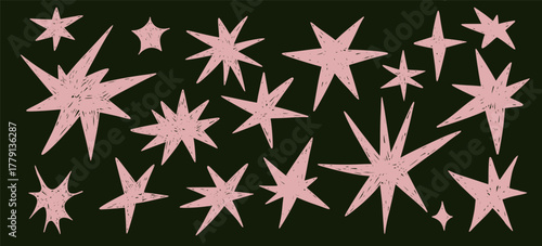 Crayon drawn stars set