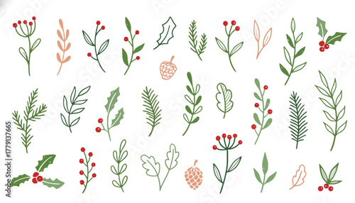 A beautiful collection of hand-drawn ribbon bows in pink, red, and orange. Sketchy crayon textured vector elements for festive gift decoration and design