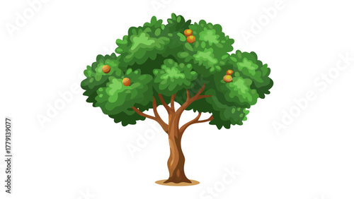 Tree of life: A vibrant illustration showcasing a healthy tree, its lush green foliage and sturdy trunk representing vitality and growth.