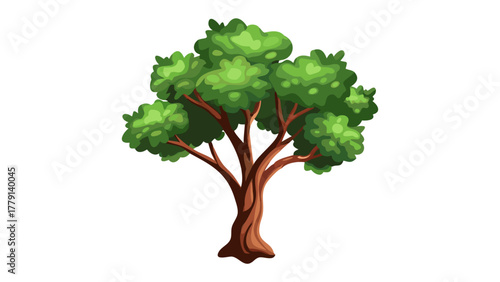Lush Tree Illustration: A vibrant illustration depicts a healthy tree with a sturdy trunk and a full, green crown of leaves, evoking feelings of growth and tranquility.