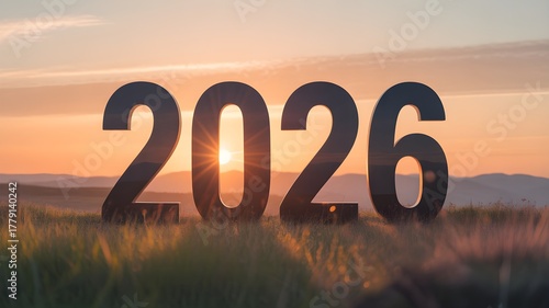 2026 numbers in nature at sunrise future planning vector