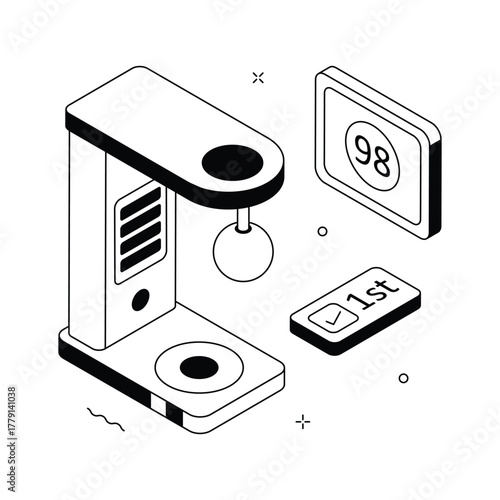Isometric boxing arcade machine illustration, ideal for sports, gaming, or entertainment