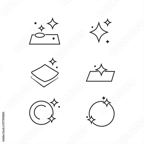 Star Icon and Sparkling Icon set with clean plate vector