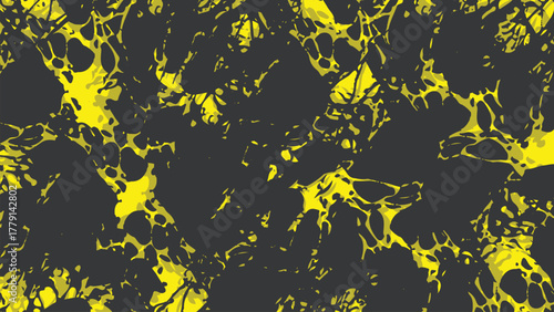 Abstract Organic Fluid Black and Neon Yellow Pattern