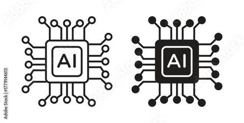 AI chip icon symbol. Vector EPS 10. line and glyph icon