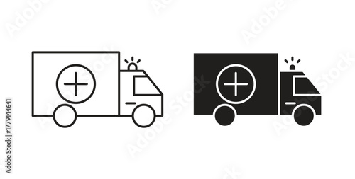Ambulance icon symbol. Vector EPS 10. line and glyph icon