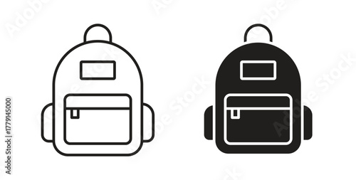 Backpack icon symbol. Vector EPS 10. line and glyph icon