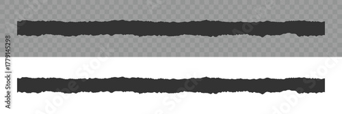 Torn or ripped paper sheet. Set of ripped paper, jagged rectangle, torn paper frames vector illustration. Set of black torn paper edge shapes on white background for design. Vector. Jagged rectangle.